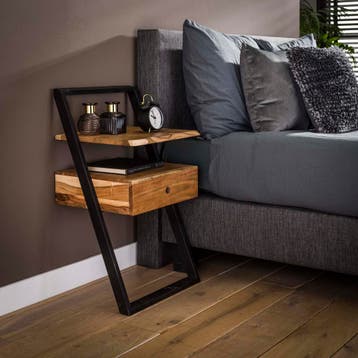 Nachtkastje Joyce 1 lade met plank, Verzenden, Nieuw, Hout, 70 cm of meer