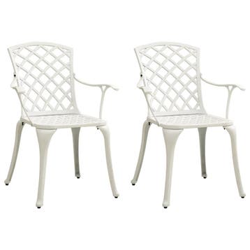 vidaXL Tuinstoelen 2 st gietaluminium wit, Tuin en Terras, Tuinstoelen, Verzenden, Nieuw, Aluminium
