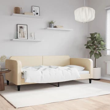 vidaXL Slaapbank 100x200 cm stof crèmekleurig, 100 cm, Eenpersoons, Verzenden, Nieuw