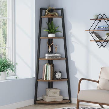 Hoekboekenkast met 5 etages - Stijlvol Hout & Metaal Design, Verzenden, Nieuw