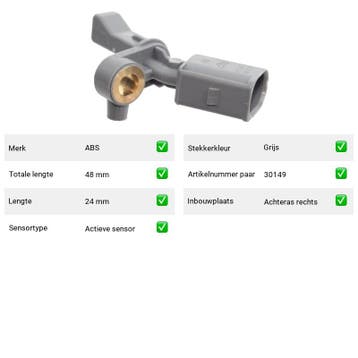 ABS-sensor Achteras rechts Volkswagen Lupo 1.2 TDI 3L, Verzenden, Nieuw, Volkswagen
