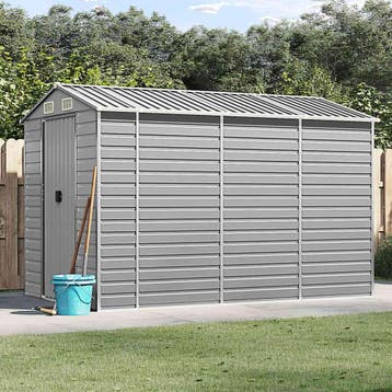 vidaXL Tuinhuis Lichtgrijs 191x300x198 cm Gegalvaniseerd, Tuin en Terras, Verzenden, Nieuw