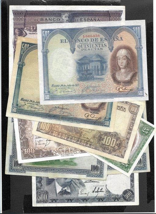 Spanje. - 9 Banknotes - various dates, Postzegels en Munten, Bankbiljetten | Europa | Niet-Eurobiljetten