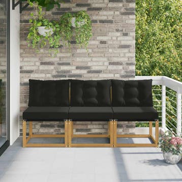 vidaXL 3 st Buiten Midden Sofa Massief acaciahout en, Verzenden, Nieuw, 3 zitplaatsen