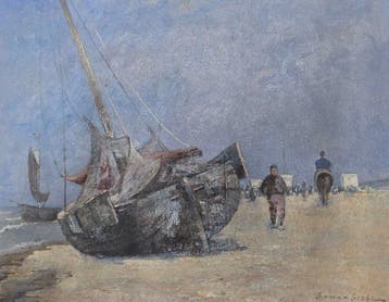 German Grobe (1857-1938) - Boot op strand