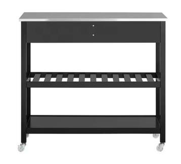 Zwarte Keukentrolley met RVS Blad – Lades & Planken, 100 cm, Huis en Inrichting, Keuken | Keukenelementen, Verzenden, Nieuw