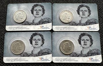 Nederland. Coincard 1 Gulden 1954/1957 Laatste Zilveren