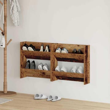 vidaXL Schoenenkast 2 st 60 x 18 x 60 cm Bewerkt hout Oud, Verzenden, Nieuw
