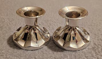 Kandelaar (2) - .835 zilver - Set zilveren kandelaren, Antiek en Kunst