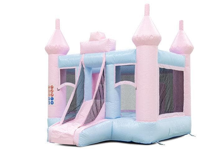 Mini kasteel pastel kleurig springkussen huren – €70 p/dag, Hobby en Vrije tijd, Feestartikelen | Verhuur, Zo goed als nieuw