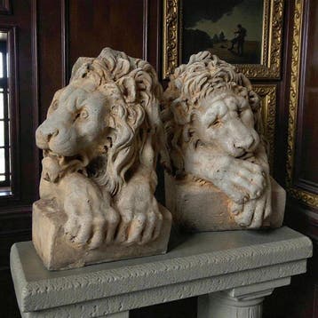 sculptuur, Teste Lion ferma libri 30 cm h - 30 cm - Paar