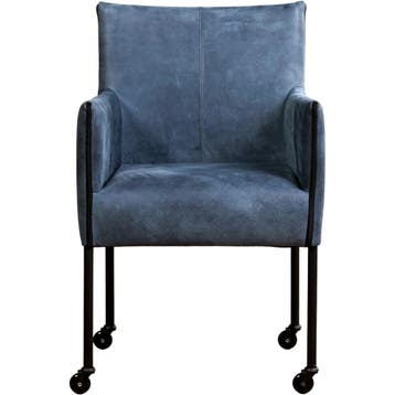 Set van 10 Leren eetkamerstoelen More - Kenia Denim (blauw), Ophalen of Verzenden, Nieuw, Leer, Vijf, Zes of meer stoelen