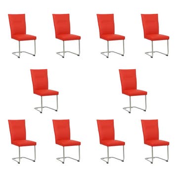 Set van 10 Leren eetkamerstoelen Retro - Toledo Ferrari, Ophalen of Verzenden, Nieuw, Leer, Vijf, Zes of meer stoelen