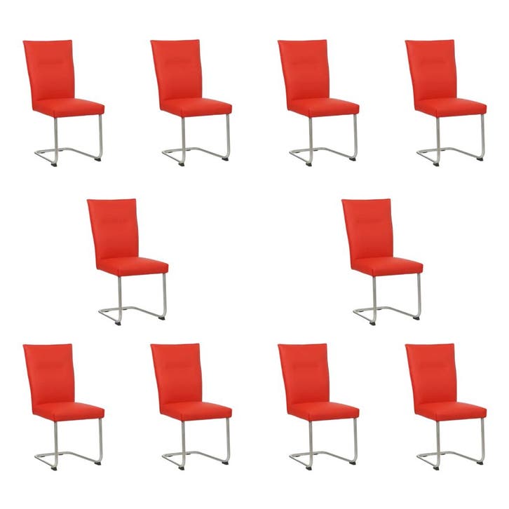 Set van 10 Leren eetkamerstoelen Retro - Toledo Ferrari, Huis en Inrichting, Stoelen, Vijf, Zes of meer stoelen, Nieuw, Leer, Ophalen of Verzenden