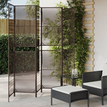 vidaXL Kamerscherm 6 panelen poly rattan bruin, Huis en Inrichting, Verzenden, Nieuw