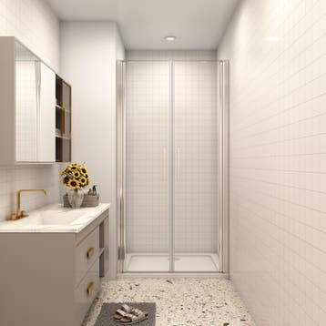 Aica douchedeur 2 deuren 75x195cm 6mm nano glas chroom108, Nieuw, Glas, Douche