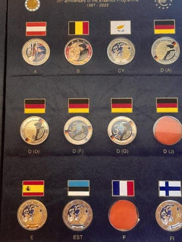Europa. 2 Euro 2022 Erasmus (20 colored coins) (Zonder