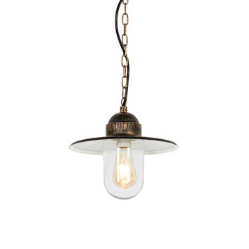 Landelijke buiten hanglamp antiek goud IP44 - Kansas, Tuin en Terras, Buitenverlichting, Verzenden, Nieuw, Staal