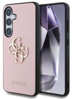 Guess Samsung Galaxy S25 Back Cover Grained Big 4G Logo roze, Verzenden, Nieuw, Frontje of Cover