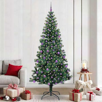 vidaXL Kunstmatig Voorverlicht Kerstboom Groen 240 cm PVC en, Verzenden, Nieuw