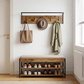vidaXL Kapstok Wandgemonteerd Oud hout 100 x 30 x 25 cm, Verzenden, Nieuw