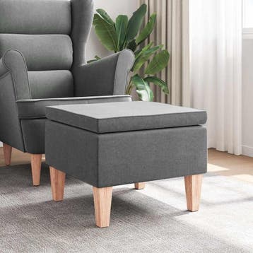Hocker Stof Donkergrijs - Rubberwood | Laatste Stuk!, Gebruikt, Ophalen of Verzenden, Modern, 50 tot 75 cm