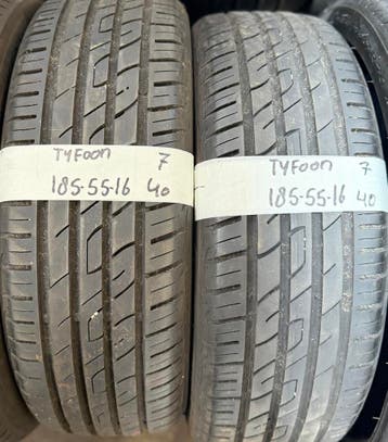 2x 185-55-16 Tyfoon Zomer 2x 7mm €40 Per Band 185 55 16, Auto-onderdelen, Banden en Velgen, Ophalen, Gebruikt, 16 inch, 185 mm