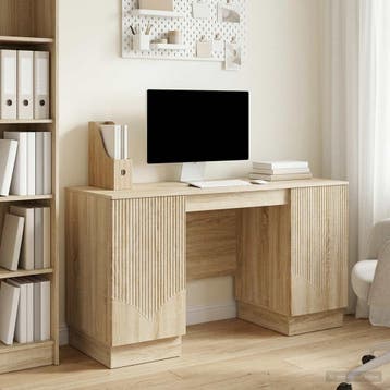 vidaXL Bureau Sonoma Eiken 142,5 x 50 x 75 cm Bewerkt hout, Huis en Inrichting, Verzenden, Nieuw