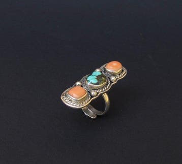 Koraal - Zilver - Ring - Nepal Turkoois