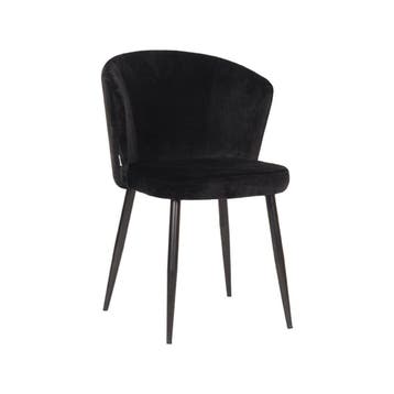 Stoel Wave | Zwart | Fluweel | Zwart Metalen Frame | 2 stuks, Verzenden, Nieuw in verpakking