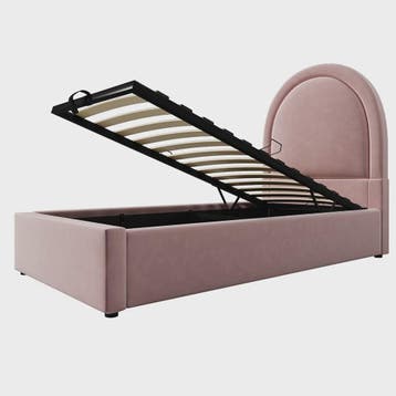 Roze Velvet Kinderbed 90x200 cm met Opbergruimte - Stijlvol, Huis en Inrichting, Slaapkamer | Bedden, Verzenden, Nieuw