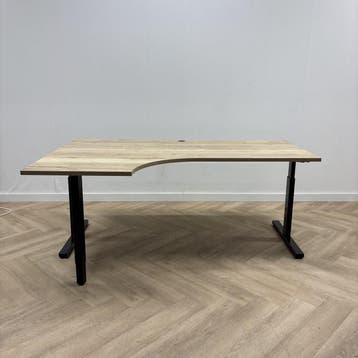 hoekbureau (links) 180x120 cm + kabeldoorvoer,  natuur eiken, Ophalen of Verzenden, Gebruikt