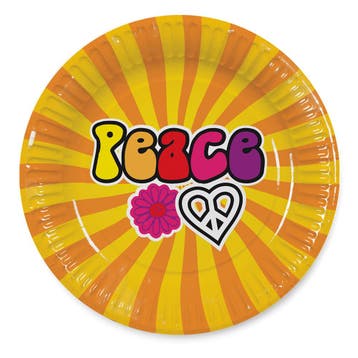 Hippie Borden Peace 23 cm (8st), Ophalen of Verzenden, Nieuw