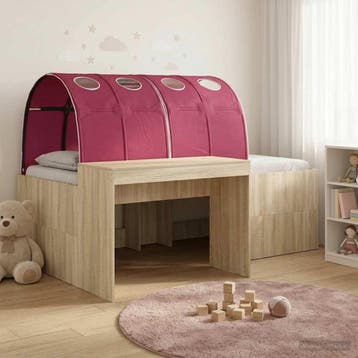 vidaXL Bed met Tunnel 3 st Sonoma eiken en rood Bewerkt hout, Verzenden, Nieuw, Bruin, Hout