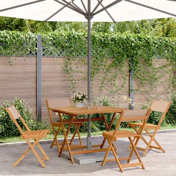 vidaXL 5-delige Tuinset massief hout en stof taupe, Verzenden, Nieuw, Hardhout, Tuinset
