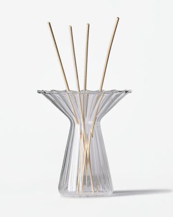 HEMA Vaas 5.7x10.8cm Zwier glas ribbel transparant, Verzenden, Nieuw, Transparant