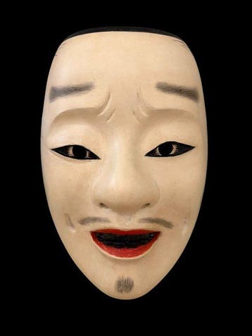 Noh masker - Hout, Fijn handgesneden Japans Noh-masker –
