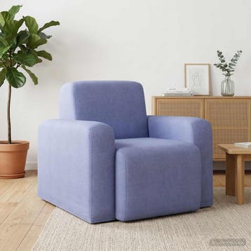 vidaXL Fauteuil Jeans Blauw Stof, Verzenden, Nieuw