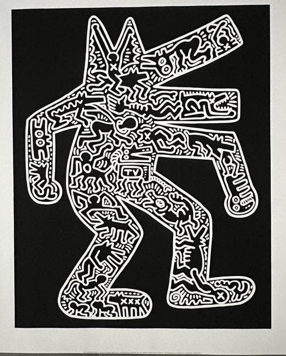 Keith Haring, after - Dog - Jaren 1990, Antiek en Kunst, Kunst | Tekeningen en Foto's