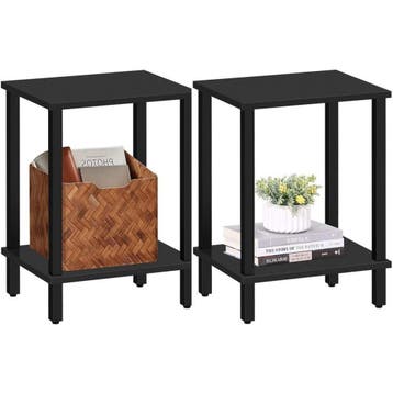 Nachtkastjes Set van 2-Bijzettafels-30×38×45 cm-Zwart-Bruin, Huis en Inrichting, Tafels | Bijzettafels, 45 tot 60 cm, Verzenden