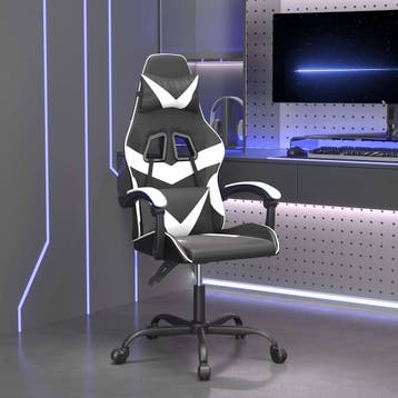 vidaXL Gamestoel kunstleer zwart en wit, Verzenden, Nieuw, Wit