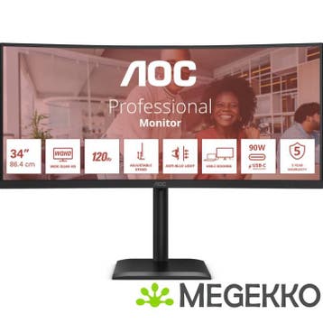 AOC E4 CU34E4CV 34  UltraWide Quad HD 120Hz VA monitor, Verzenden, Nieuw, AOC