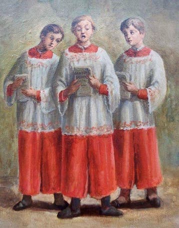 Federico Bertini (1908-1992) - il coro dei chierichetti, Antiek en Kunst, Kunst | Schilderijen | Klassiek