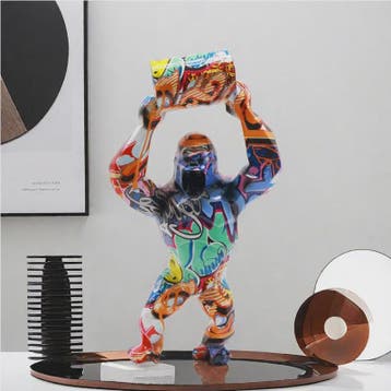 Creatieve Gorilla Beeldje met Graffitikunst - Unieke Woondec
