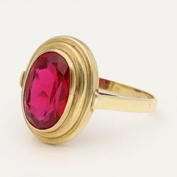 Ring - 14 karaat Geel goud Robijn, Nieuw