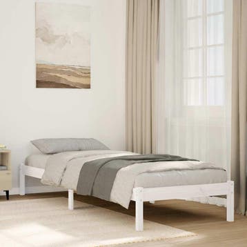 vidaXL Bedframe extra lang zonder matras grenenhout wit, Eenpersoons, Verzenden, Wit, Nieuw