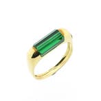 Gouden ring met groene toermalijn, Sieraden, Tassen en Uiterlijk, Ringen, Gebruikt, Overige kleuren, Ophalen of Verzenden, 17 tot 18