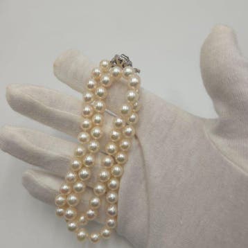 Zonder minimumprijs - Halsketting Zilver Parel - Akoya 7,5, Nieuw
