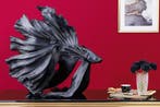 Design decoratief figuur vechtende vis CROWNTAIL 65cm zwart, Ophalen of Verzenden, Nieuw