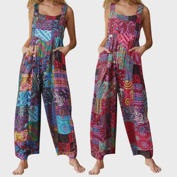 Zomerse Dames Jumpsuit met Etnische Print, Vierkante Hals en, Verzenden, Nieuw